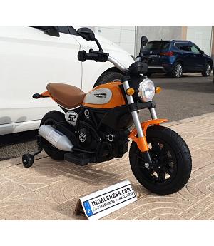 MOTO ELÉCTRICA PARA NIÑOS Ducati Scrambler Style 12V LEQK307 - LE4776 - IND20-ZTD307-NARANJA